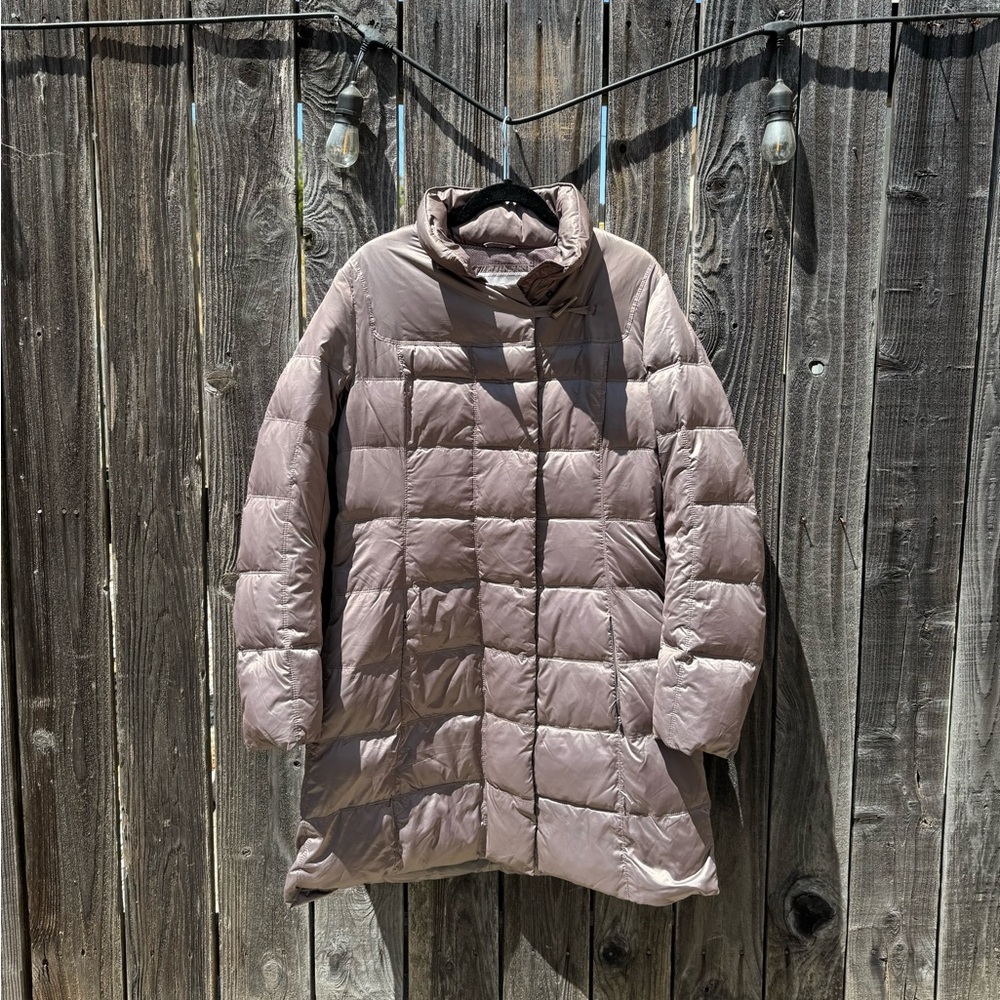 Geox Respira Grey Purple Full Zip Quilted Down Feather Puffer Parka size 12 larg